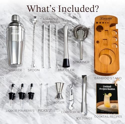 KITESSENSU Cocktail Shaker Set Bartender Kit with Stand | Bar Set