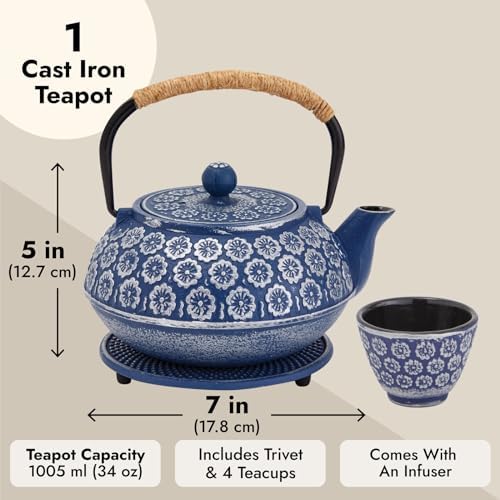 Juvale Japanese Cast Iron Teapot with Infuser - Enhanced Heat