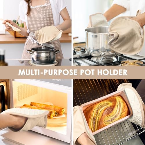 7 PCS Kitchen Oven Mitts and Pot Holders Cooking Mittens Heat