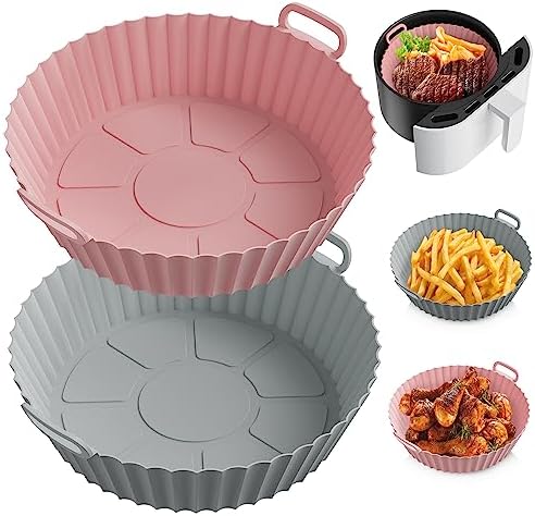 ME.FAN Air Fryer Silicone Liners for 4 to 7 QT [2 Pack] Reusable Air