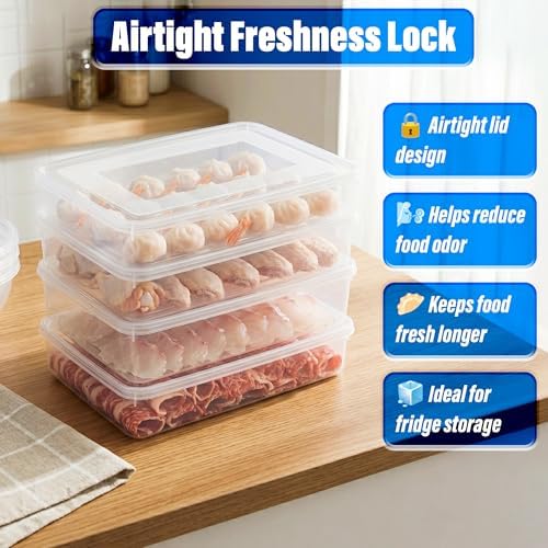 4PCS Dumpling Storage Containers with Lids, Transparent
