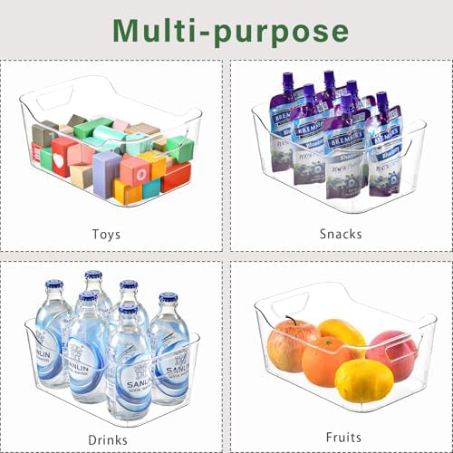 12 Pack Clear Plastic Storage Bins with Handles