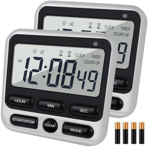 2-Pack Digital Dual Kitchen Timers with Magnet