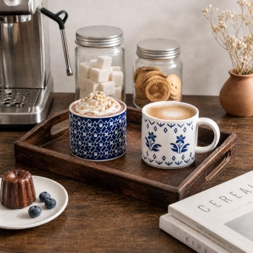 Eorbow 4 Pack Ceramic Coffee Mug Set with Rack, 16 OZ Stackable