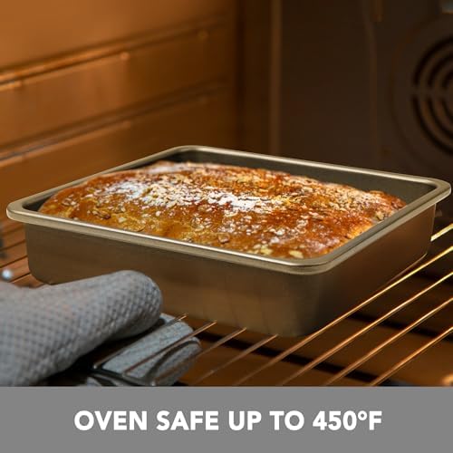 Tiawudi Square Cake Pan, Nonstick Baking Pan for Bread or Brownie, 9x9
