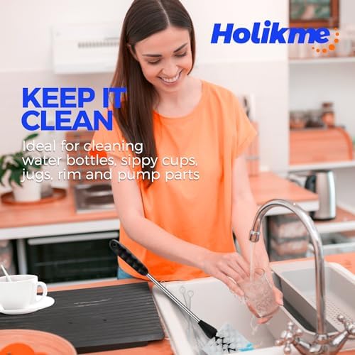Holikme 4 Pack Bottle Brush 14" Stainless Steel Straw Cleaner