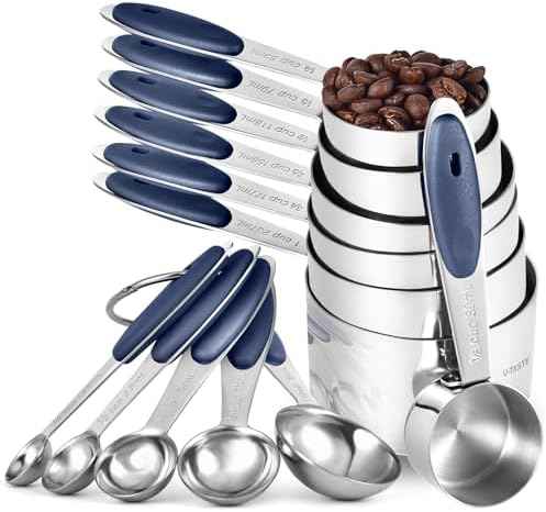 U-Taste Measuring Cups Spoons Set, 18/8 Stainless Steel, 12Pc/Midnight Blue