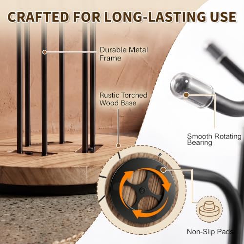 360° Rotating Coffee Mug Tree for Counter, Mug Holder with Wooden Base