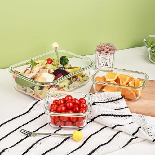 Liuruiyu 8 Pack Glass Food Storage Containers with Lids
