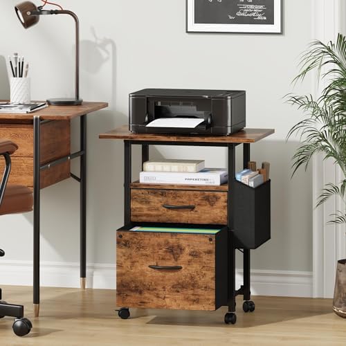 GYIIYUO 2 Drawer File Cabinet 24''W, Mobile Filing Cabinet, Printer