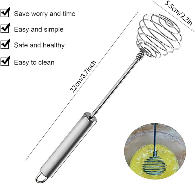 Stainless Steel Spring Coil Whisk 1 Pack, Wire Whip Egg Beater, Kitchen - Image 2