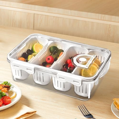 Food Organizer for Refrigerator Divided Transparent Keeper Container