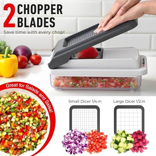 Mueller Vegetable Chopper & Mandoline Slicer, White Sand/Grey