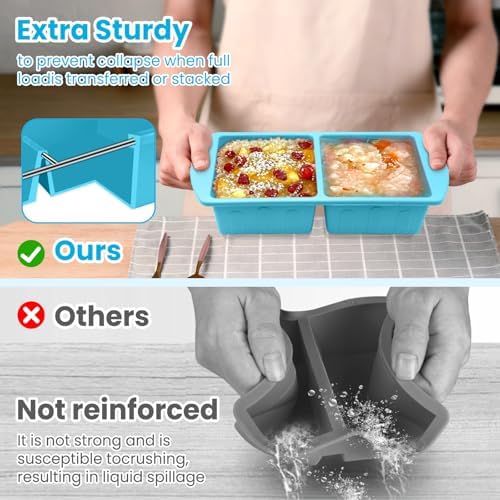 2 Pack Silicone Freezer Trays With Lid For Easy Storage Silicone Soup