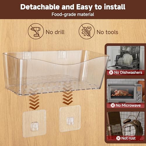 4-Pack Large Cabinet Door Organizer, 11.4" Adhesive Space-Saving Clear