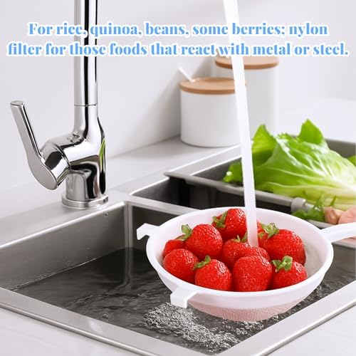 2 Pcs Double Ear Kefir Strainer Set with Handle Plastic Strainer for