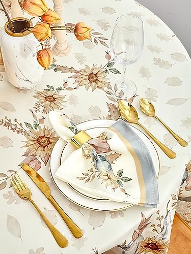 YiHomer Blue Pumpkin Bordered Thanksgiving Tabletop, Stonewashed Fall