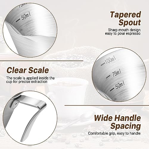 4 Pack Espresso Shot Cups with Handle Espresso Measuring Cup