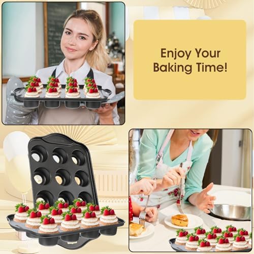 2 Pack Mini Cheesecake Pans Removable Bottom 12 Cavity Mini Cupcake