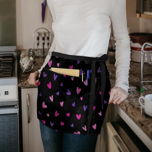 WIRESTER Unisex Waitress Apron for Servers, Half Waist Apron With 3