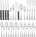 24 Pcs Silverware Set with Steak Knives for 4, Stainless Steel