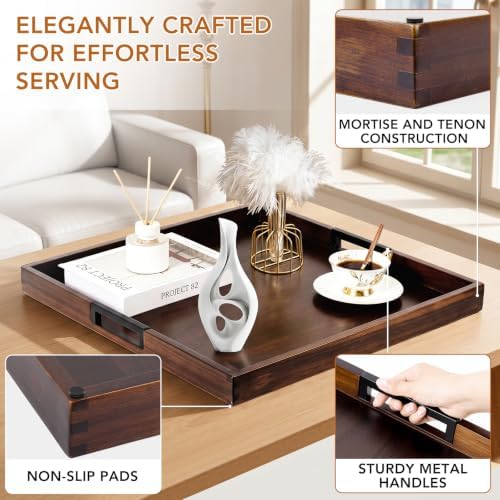 Joy&Grace Large Square Ottoman Tray for Living Room and Coffee Table