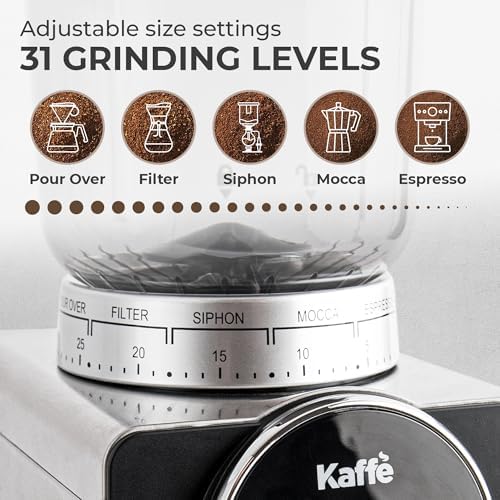 Kaffe Electric Burr Coffee Grinder, 9oz, Stainless Steel