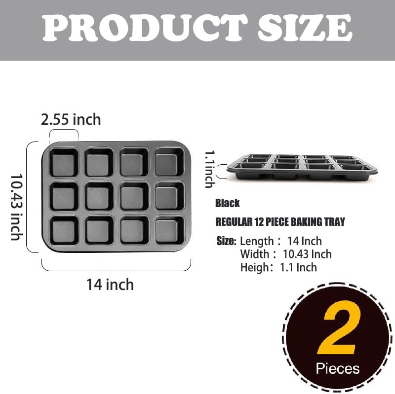 Brownie Pan with Dividers, 2 Set All Edges Square Cupcake Brownie Pans