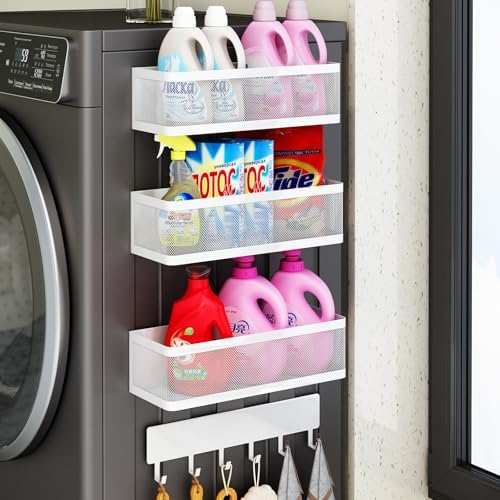 4 Pack Magnetic Baskets with Hook Rack