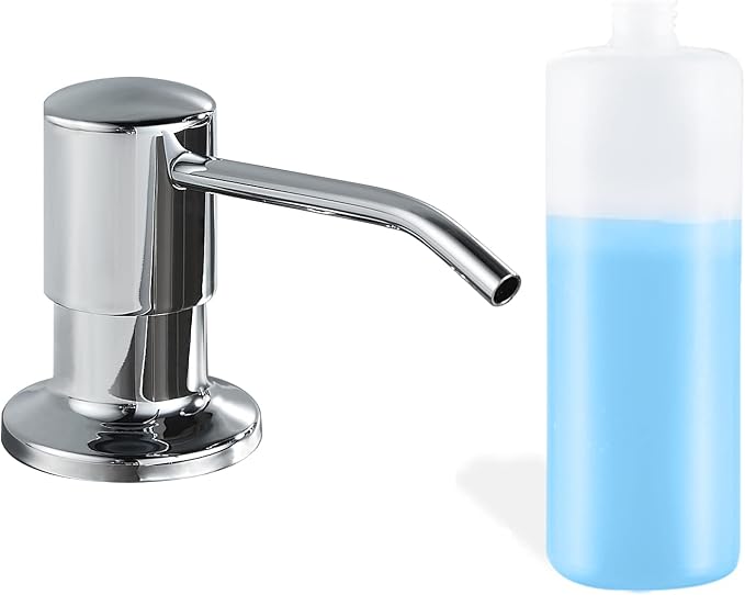 Built in Soap Dispenser for Kitchen Sink, Chrome Stainless Steel Countertop by DOILIESE