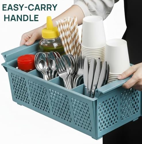 Nicunom Large Flatware Rack, 16" Plastic Cutlery Basket 8-Slot