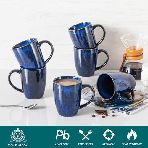 vancasso STARRY Ceramic Coffee Mug Set of 6, 16 Oz Tea Cups with