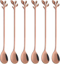 AnSaw 6-Piece Elegant Rose Gold Leaf Long Handle Teaspoons by AnSaw