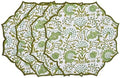 CPC Agate Green Block Print Cotton Floral Placemat 15x15 Inch, Set of