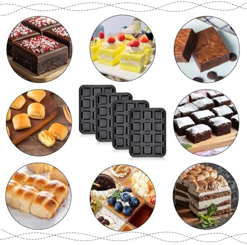 4 Pack Brownie Pan, 12 Cavity All Edges Square Cupcake Brownie Pans