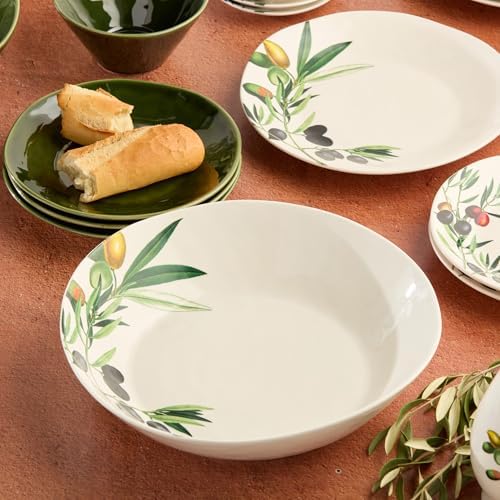 Olivia 128-Ounce Stoneware Large Serving Bowl - 13-Inch Mediterranean