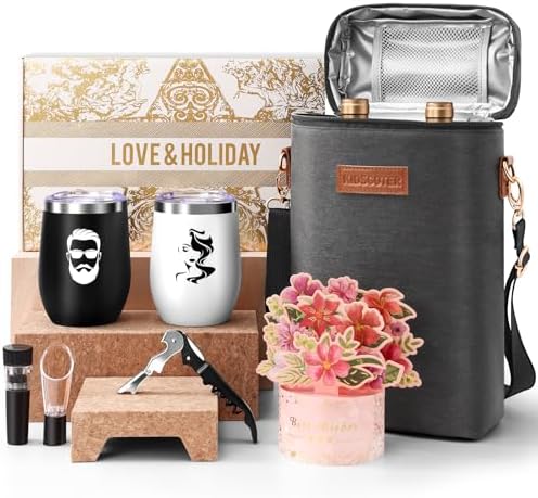 Bridal Shower Couples Gift Set, Wedding Wine Tumblers & Tote Bag