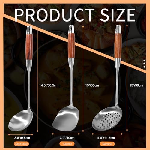 304 Stainless Steel 3-Piece Wok Utensil Set, 15-Inch