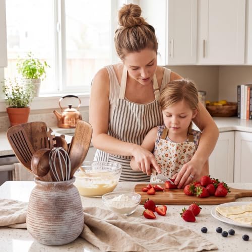 SiliFine 11 Pcs Cottage Kitchen Utensil Set with Ceramic Crock, All in