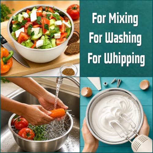 Stainless Steel Mixing Bowl Set Of 6 Multicolor, 0.7/1/1.5/2.5/3/4.6