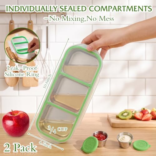 FoldTier 2 Set Stainless Steel Snack Container with Condiment Cup