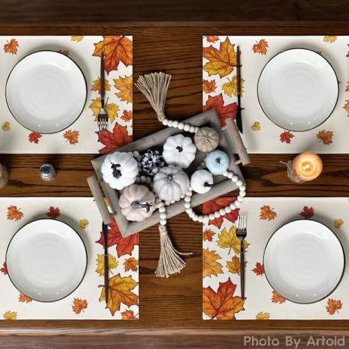Artoid Mode Maple Leaves Fall Placemats Set of 4-12 x 18 Inch