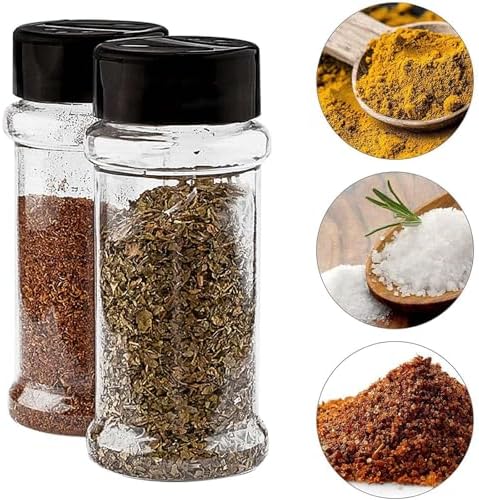 FUNSUEI 36 Pack 6 OZ Empty Clear Plastic Spice Bottles, Spice Shaker