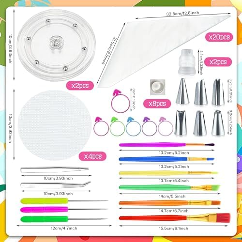 56 PCS Cookie Decorating Kit Supplies Including Acrylic Turntable