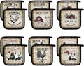 Bencailor 12 Pcs Christmas Pot Holders with Pocket, Chicken Rooster