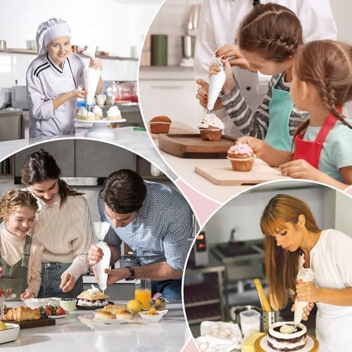 14pcs Reusable Piping Bags and Tips Set,16inch Cotton Baking Kit with