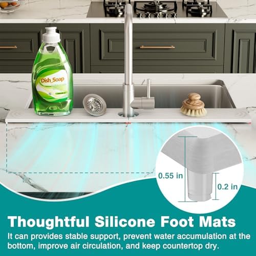 DK177 Diatomite Fast Drying Faucet Mat for Kitchen Sink, Water