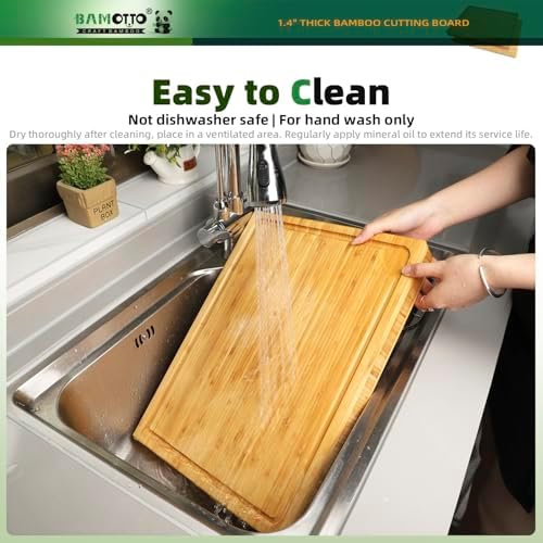BAMOTTO CRAFTBAMBOO 1.4" Thick Bamboo Cutting Board Butcher Block