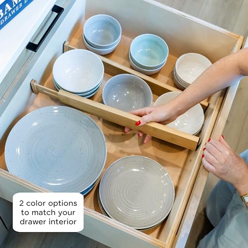 4 Pack Bamboo Drawer Dividers – Expandable 17.5–22" – Adjustable