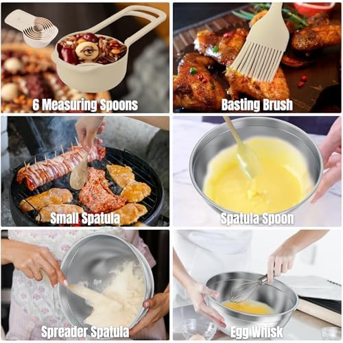 Stainless Steel Mixing Bowls Set with Lids & 3 Grater Attachments